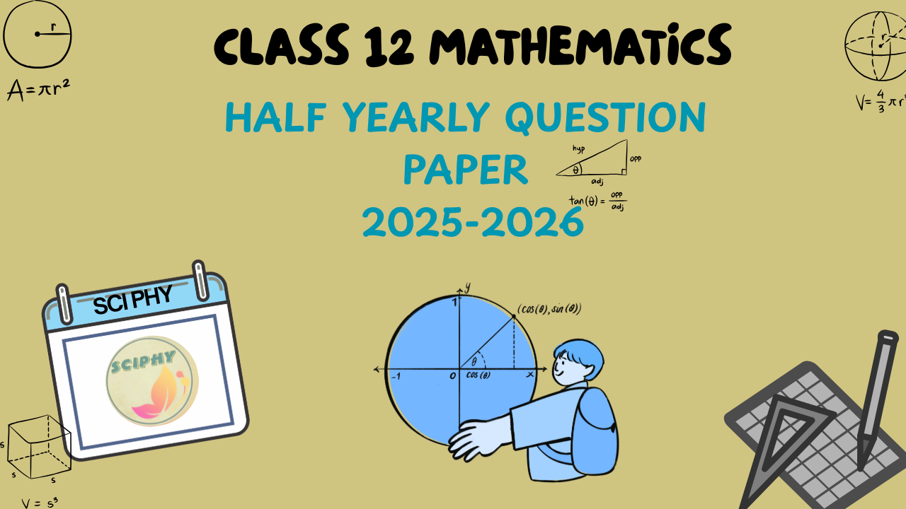 CBSE CLASS 12 MATHEMATICS HALF YEARLY QUESTION PAPER 2025-26 DOWNLOAD PAPER PDF FOR FREE